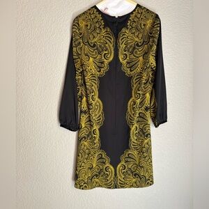 Juicy Couture Sz 2 Black Yellow Back Zip Polyester Sheath Dress